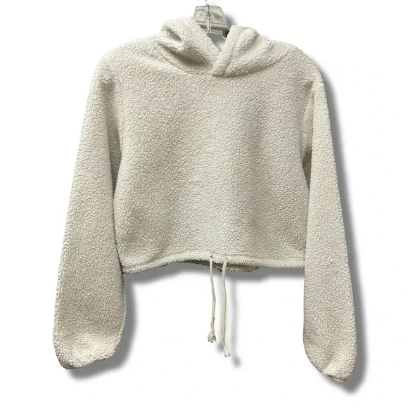 Wild Fable Tops - Wild Fable Women's Cropped Sherpa Hoodie White Size S Casual Fall